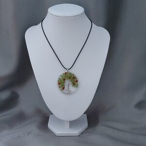 Tree of Life Necklace Pendant Necklace – Peridot & Carnelian Stones